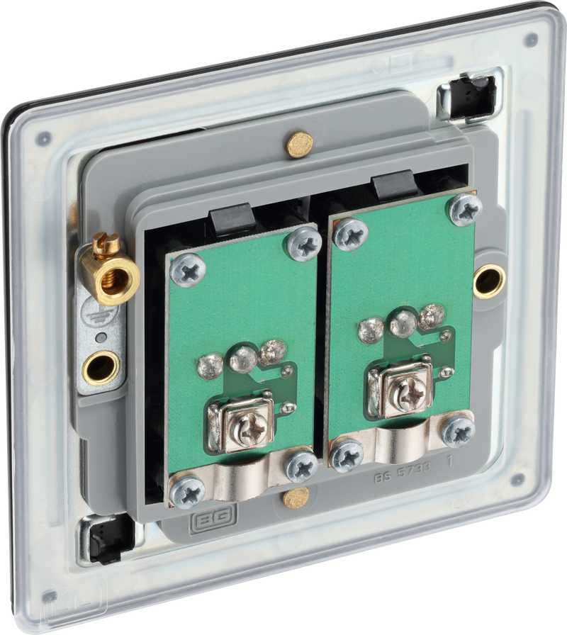 BG Electrical Flatplate Screwless Matt Black - Double isolated, co-axial