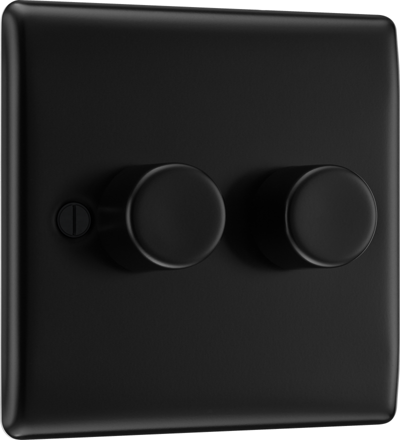 BG Electrical Nexus Metal Matt Black - Double, 2 way push 200W