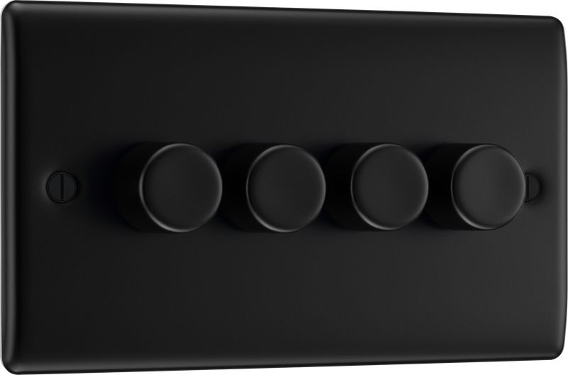 BG Electrical Nexus Metal Matt Black - Quadruple 2 way push 200W