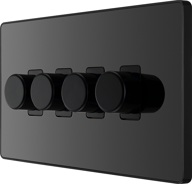 BG Electrical Evolve Black Chrome - Quadruple, 2 way push 200W