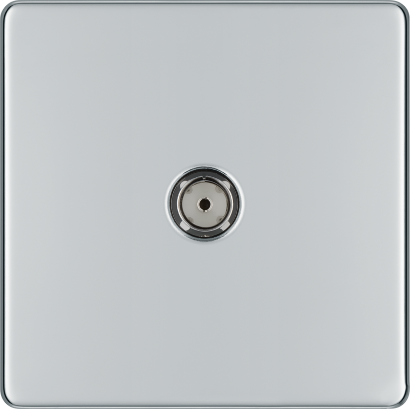 BG Electrical Flatplate Screwless Polished Chrome - Single, co-axial