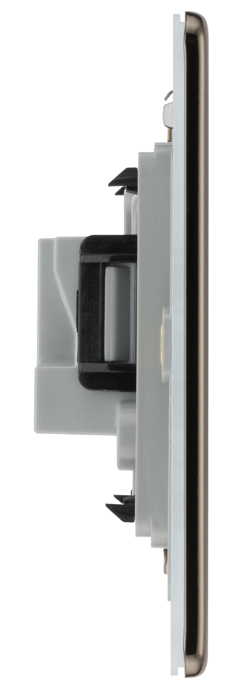 BG Electrical Flatplate Screwless Black Nickel - 2A single, unswitched, round pin