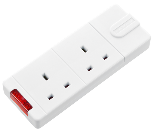 Masterplug Basic - 2 Sockets, 13A, White