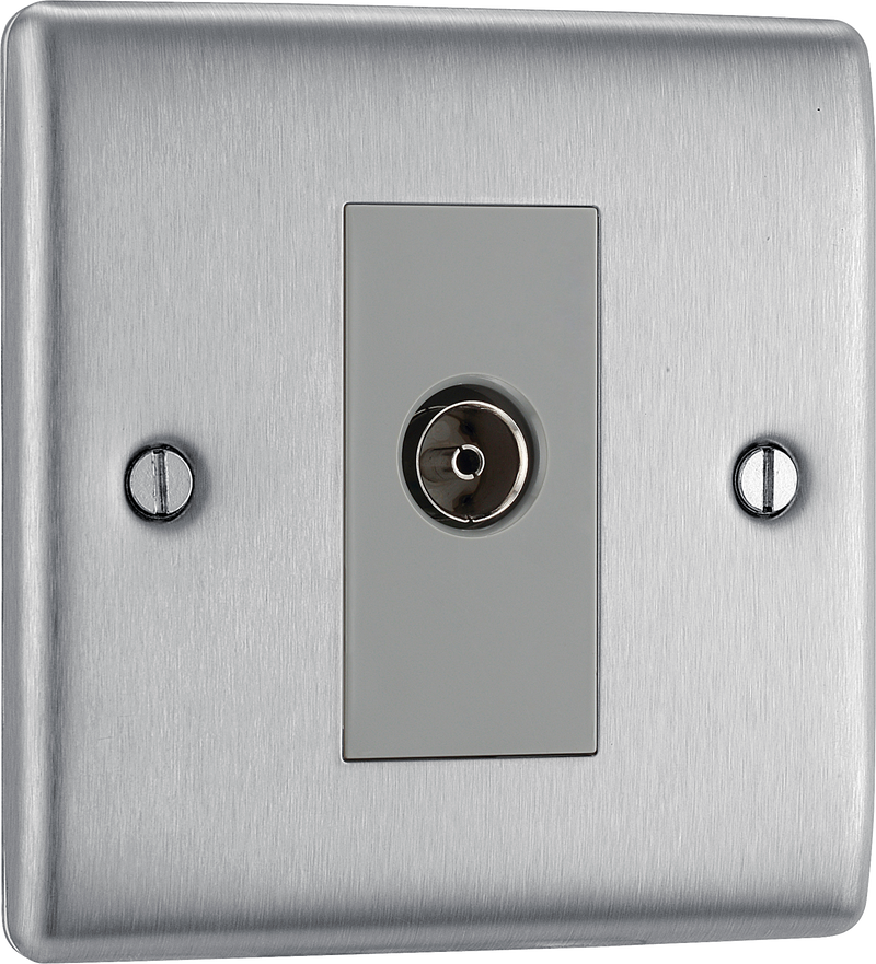 BG Electrical Nexus Metal Brushed Steel - Single, isolated, co-axial