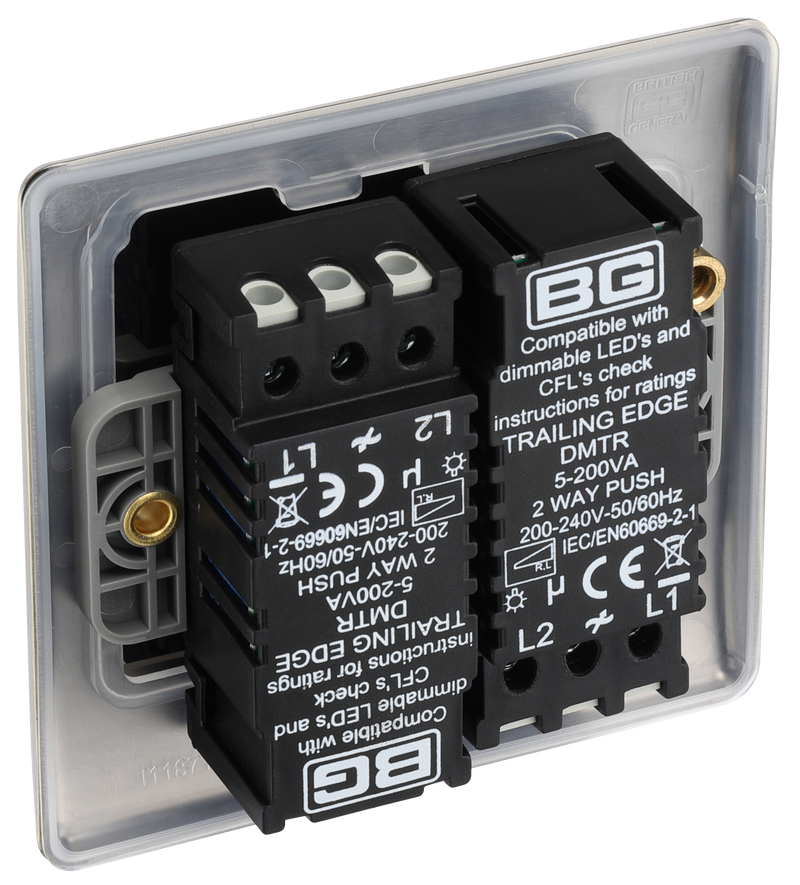 BG Electrical Nexus Metal Antique Brass - Double, 2 way push 200W