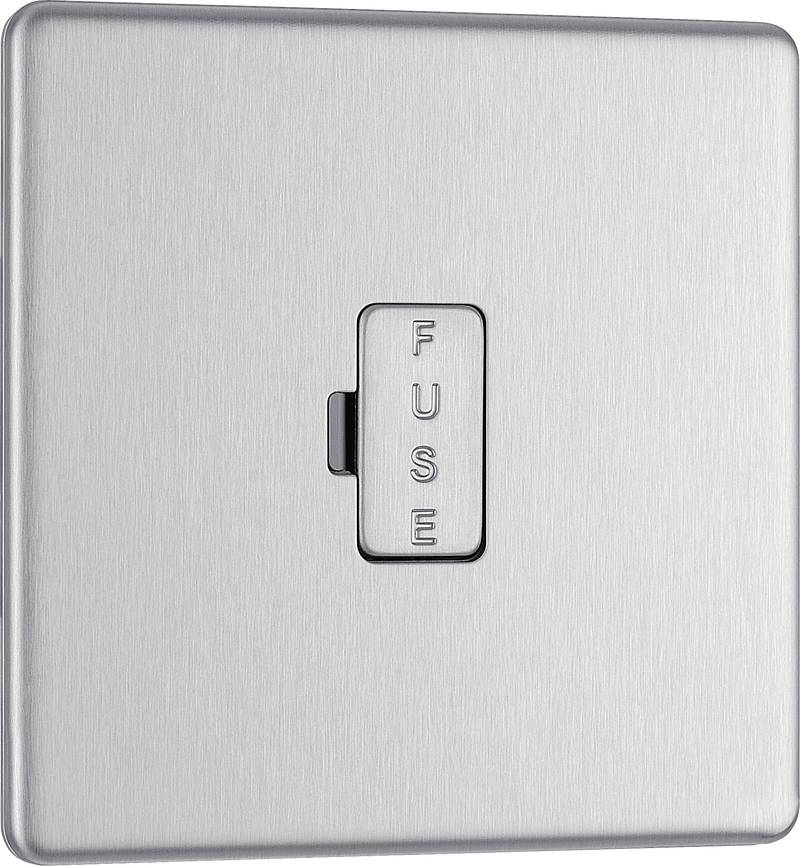 BG Electrical Flatplate Screwless Brushed Steel - Unswitched and fused