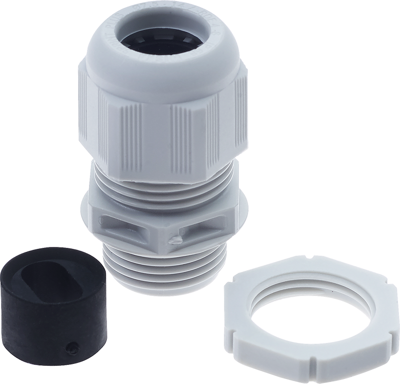 BG Electrical Contractor - Grey plastic gland kit, 2.5- 4mm flat cable, cable insert and locknut