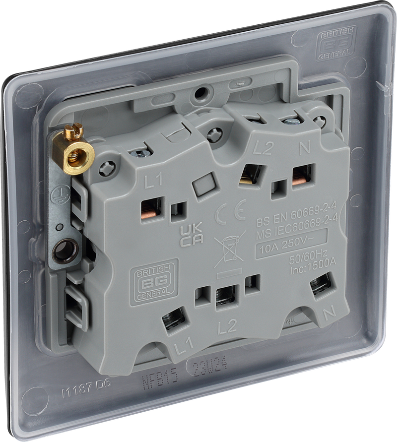 BG Electrical Nexus Metal Matt Black - Triple pole fan isolator