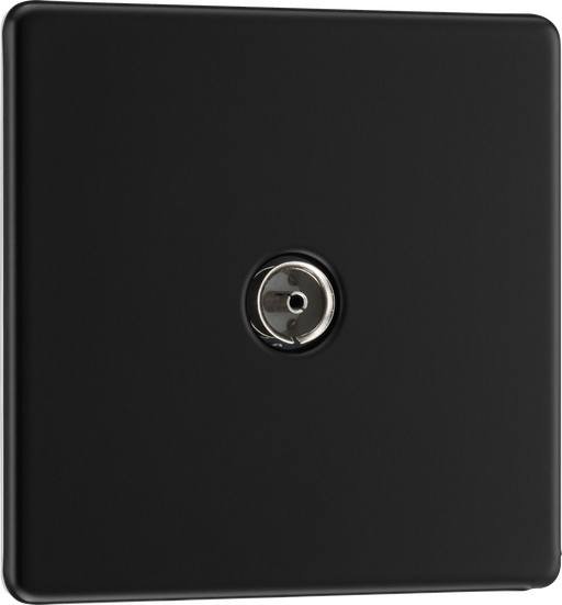 BG Electrical Flatplate Screwless Matt Black - Single, co-axial