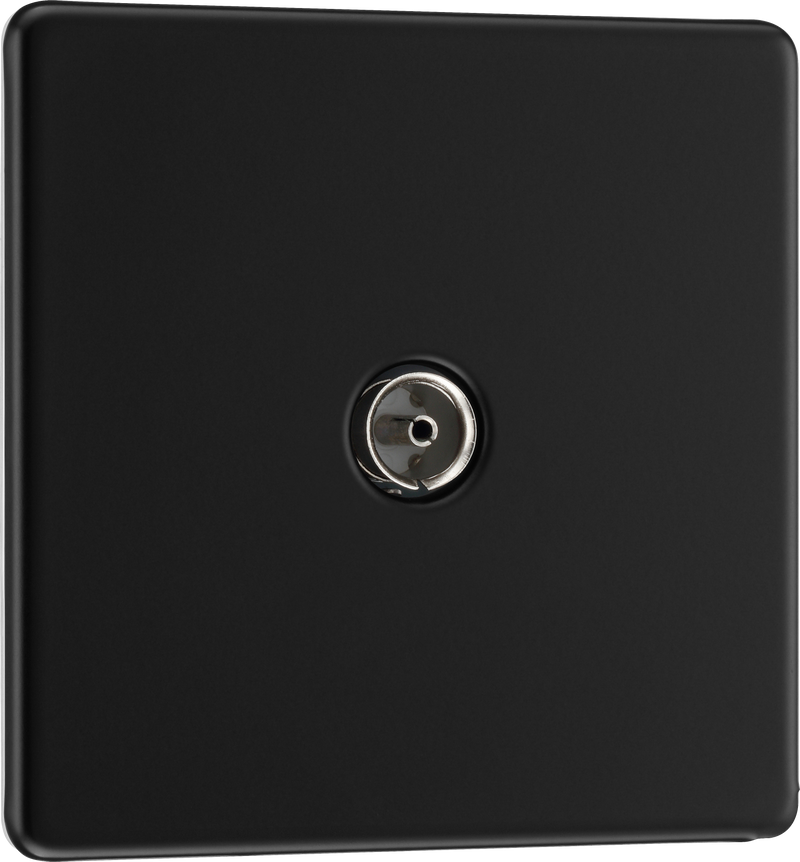 BG Electrical Flatplate Screwless Matt Black - Single, co-axial