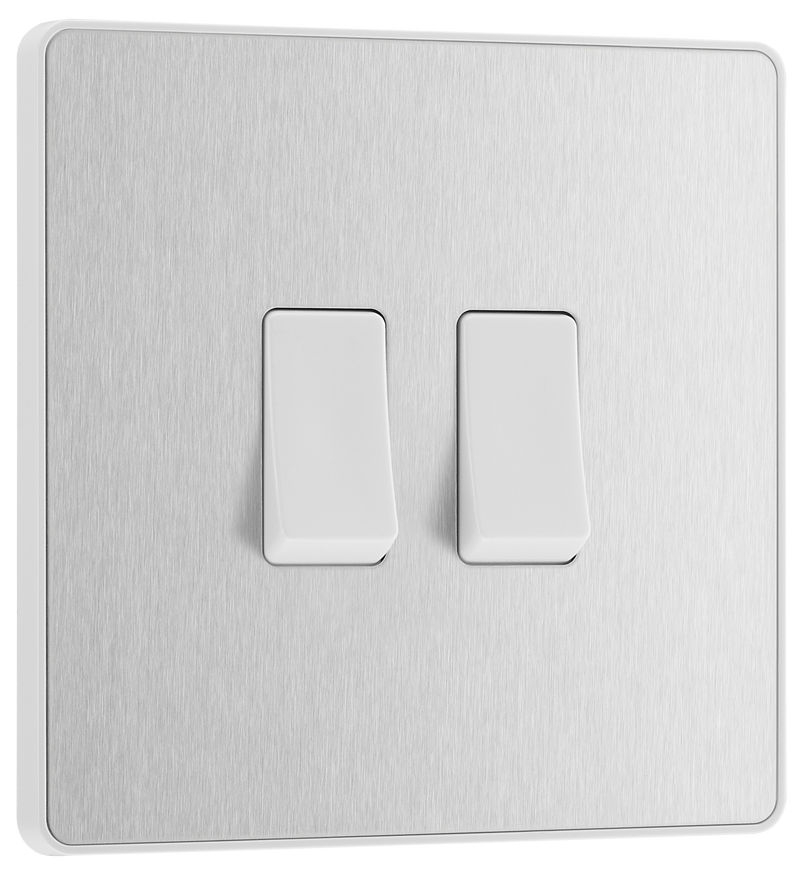 BG Electrical Evolve Brushed Steel - Double, 2 way switch
