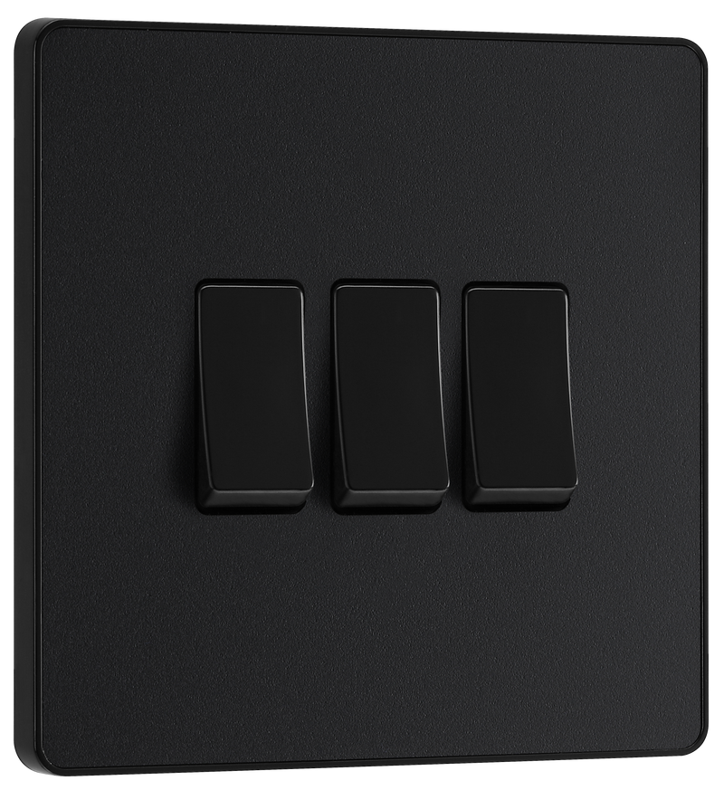BG Electrical Evolve Matt Black - Triple, 2 way switch