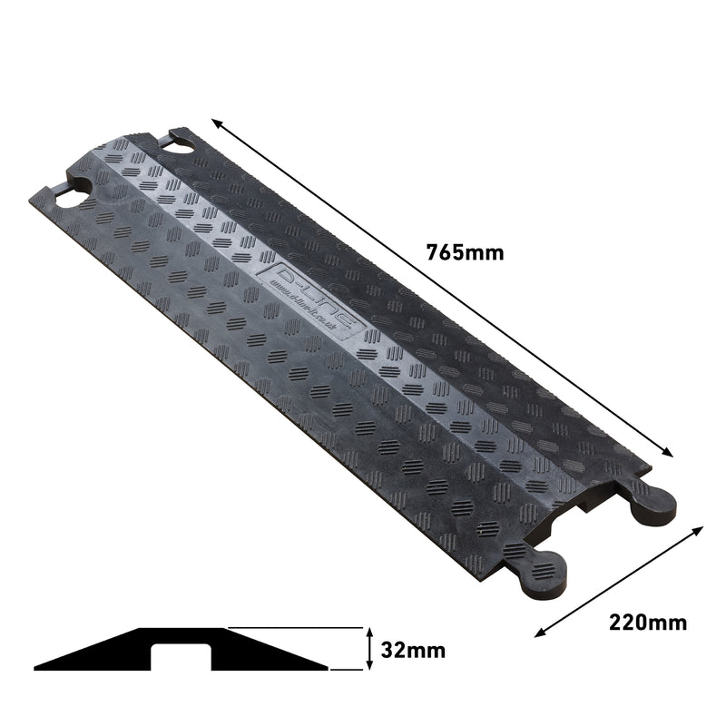 D-Line Floor Cover - Drive Over Cable Protector, Black - 765mm Length, Cavity 45x20mm