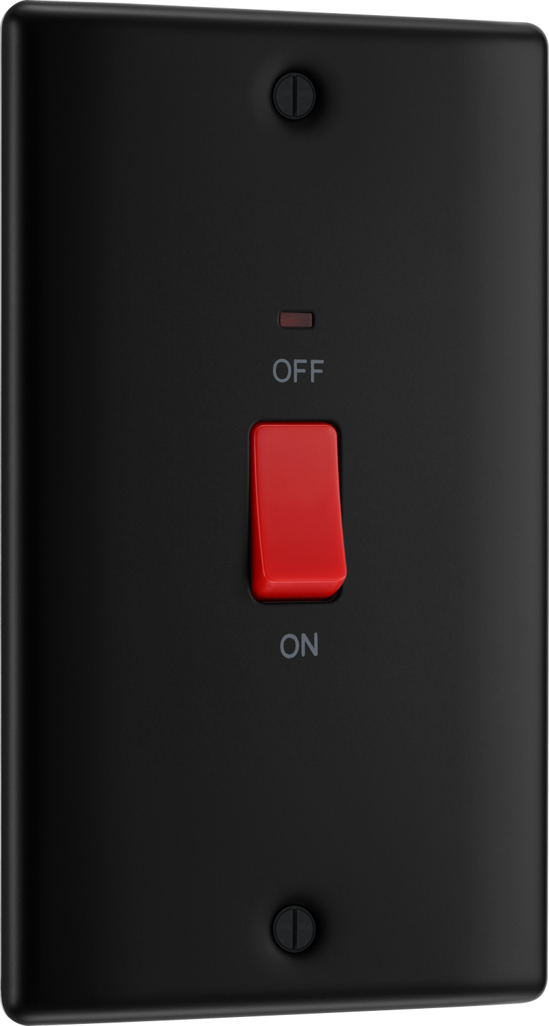 BG Electrical Nexus Metal Matt Black - 45A, double pole, large plate, with indicator