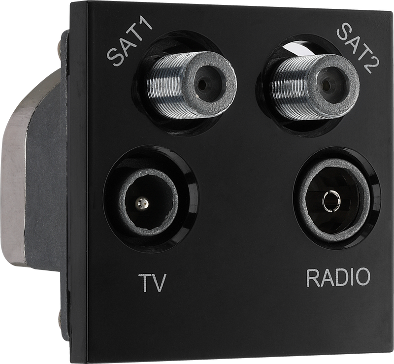BG Electrical Euro Module - TV radio and dual satellite module - TV IEC male, radio IEC female, dual satellite female