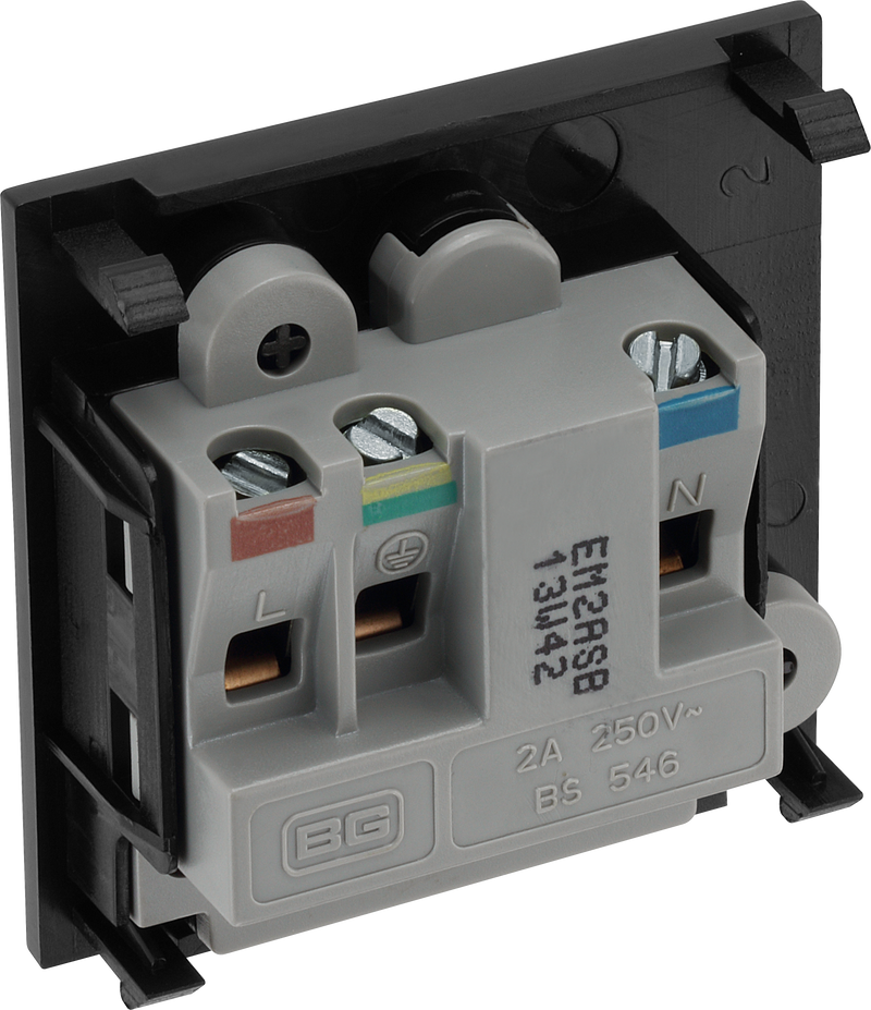 BG Electrical Euro Module - 2A round pin, unswitched socket
