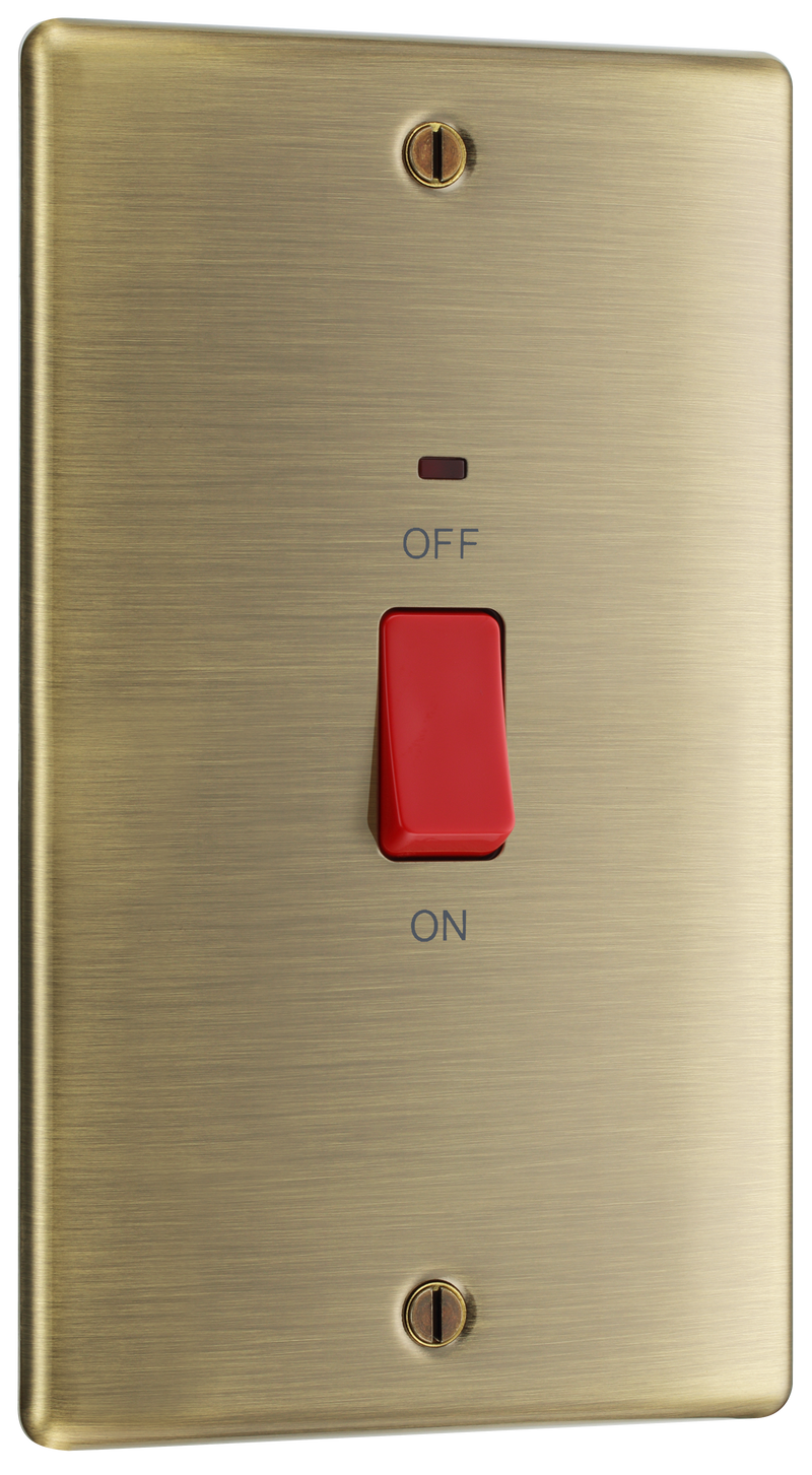 BG Electrical Nexus Metal Antique Brass - 45A, double pole, large plate, with indicator