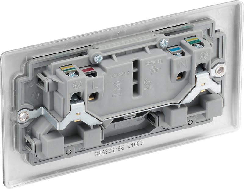 BG Electrical Nexus Metal Brushed Steel - Double, switched, double pole