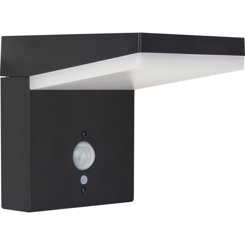 Luceco Slate Grey Wall Lights - Aries Decorative Outdoor Solar Wall Light with PIR Motion Sensor, LED Exterior Lighting, Slate Grey, IP44, 5W, 600lm, 3000K