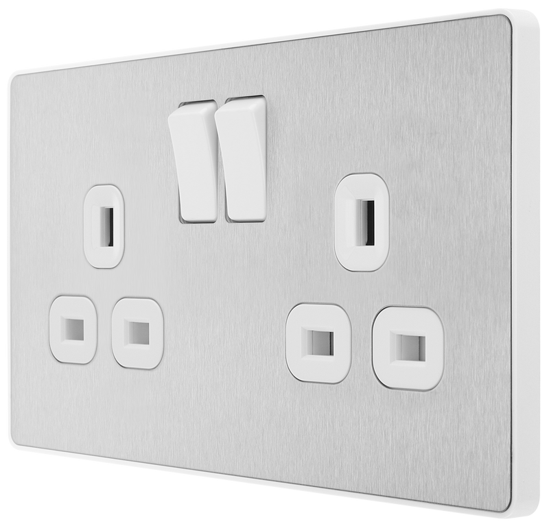 BG Electrical Evolve Brushed Steel - Double, switched, single pole