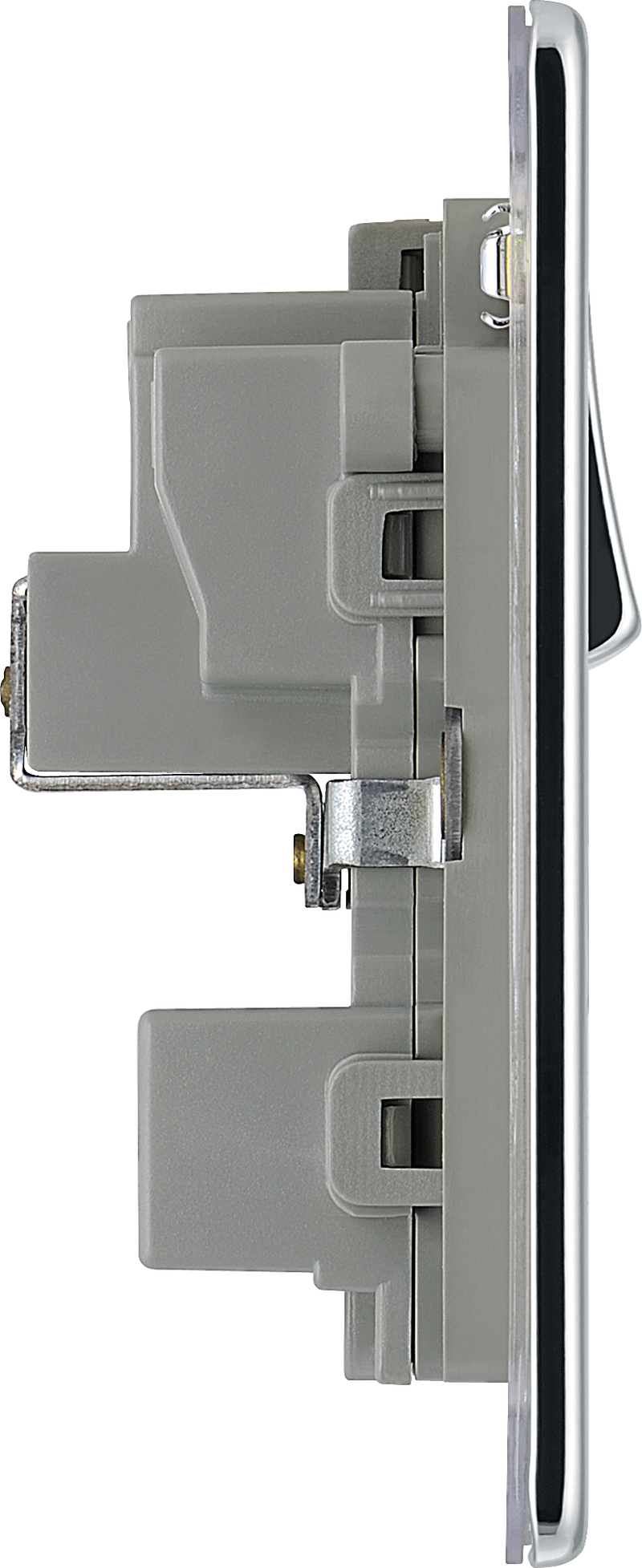 BG Electrical Flatplate Screwless Polished Chrome - 15A, single, switched, round pin