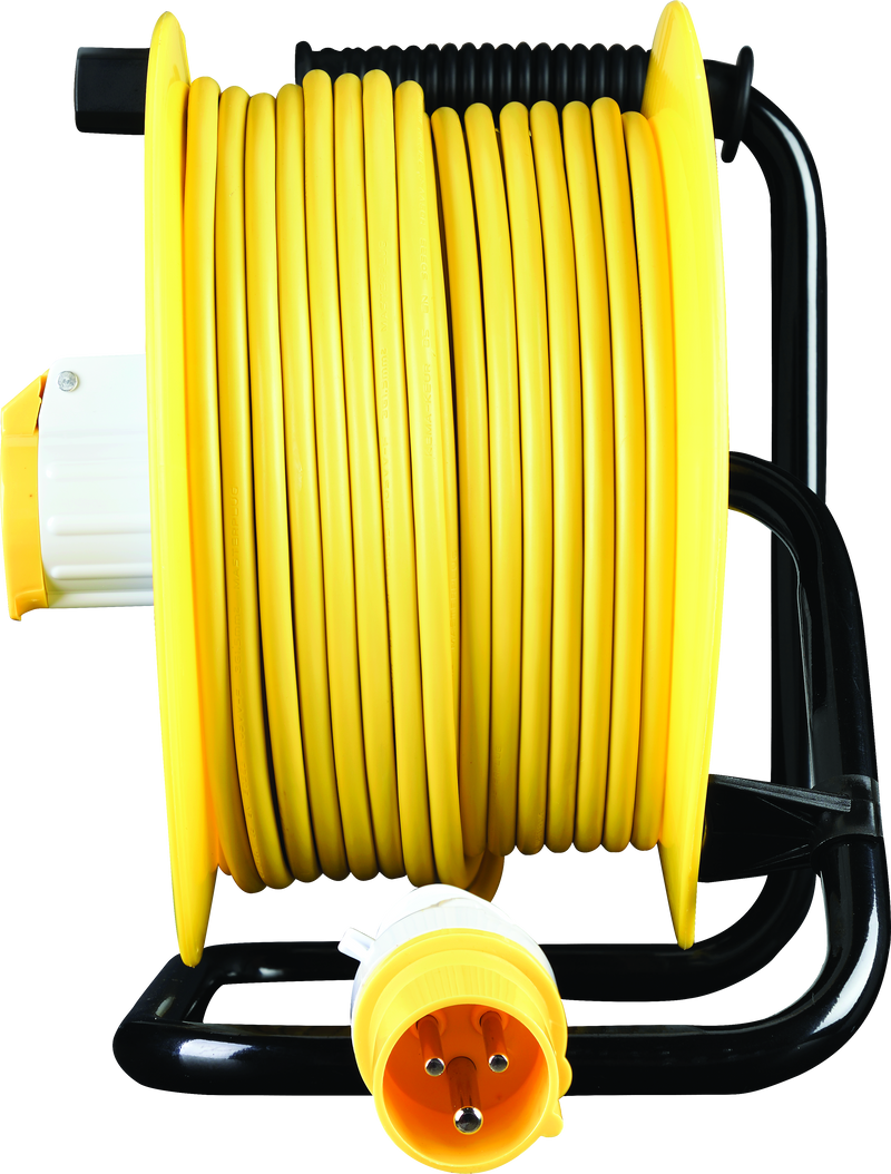 Masterplug Site - 50m, 2 Sockets, 16A, Yellow