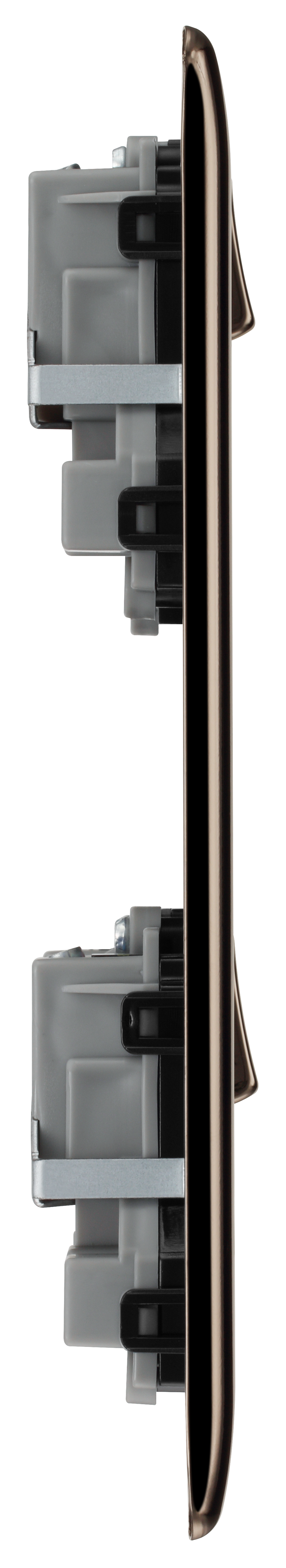 BG Electrical Nexus Metal Black Nickel - 2 x double, switched, double pole, 8 Euro Module