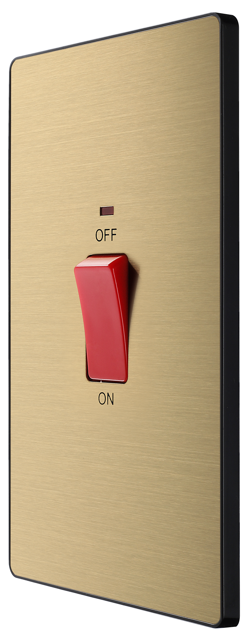 BG Electrical Evolve Satin Brass - 45A, double pole, large plate, with indicator