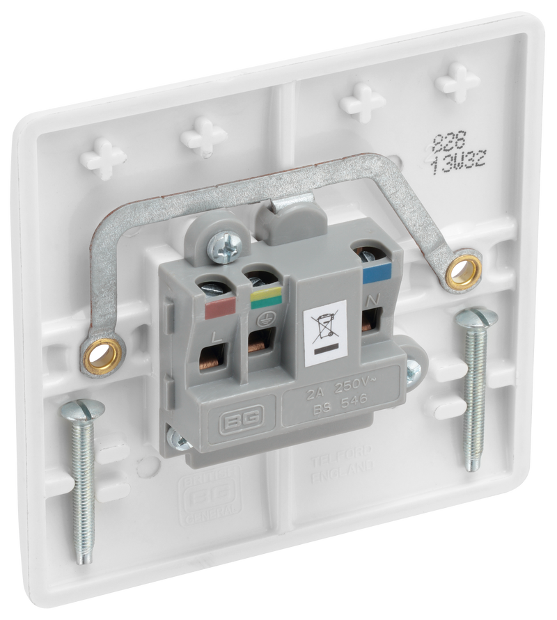 BG Electrical 800 Series - 2A, Single, unswitched, round pin
