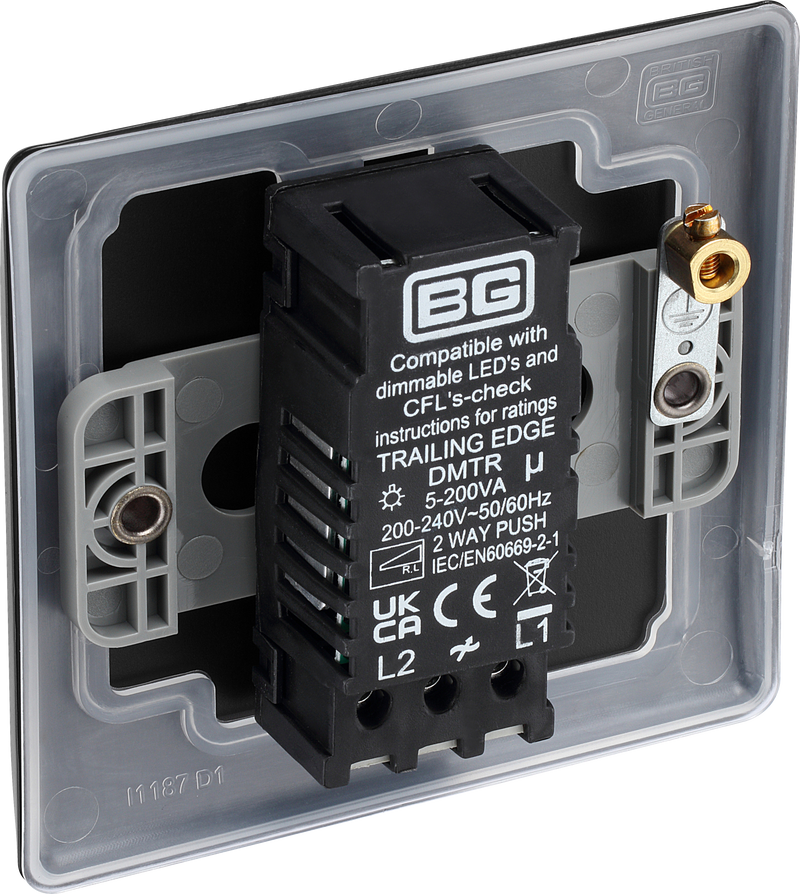 BG Electrical Nexus Metal Matt Black - Single, 2 way push 200W