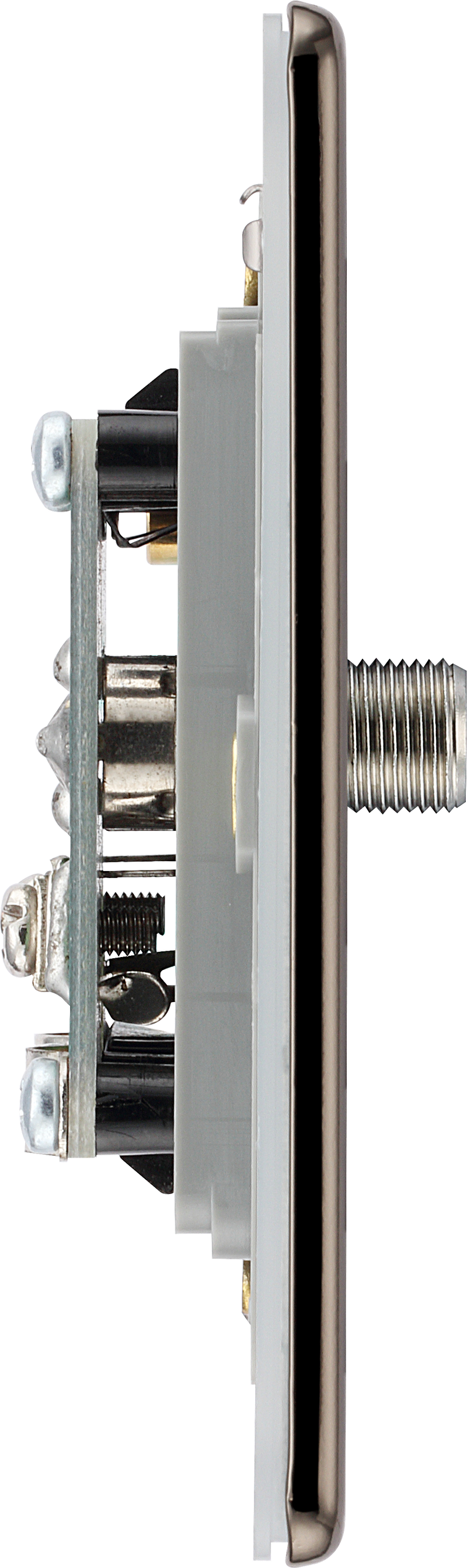 BG Electrical Flatplate Screwless Black Nickel - Double satellite and co-axial