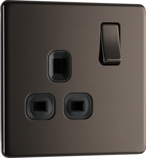 BG Electrical Flatplate Screwless Black Nickel - Single switched, double pole