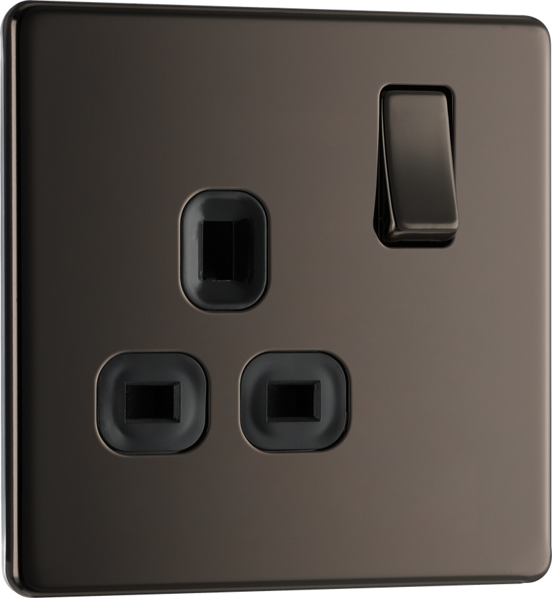 BG Electrical Flatplate Screwless Black Nickel - Single switched, double pole