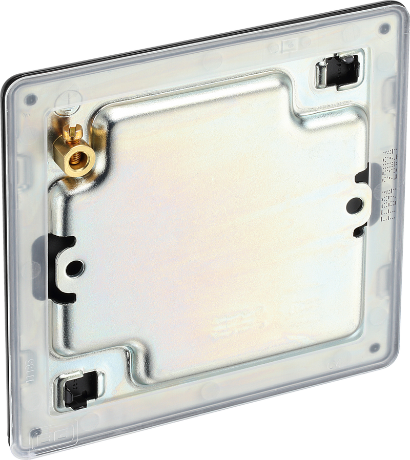 BG Electrical Flatplate Screwless Matt Black - Single, blank plate