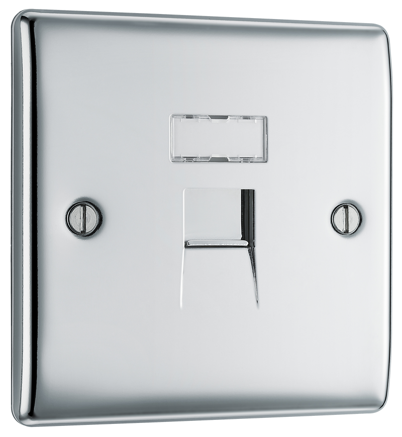 BG Electrical Nexus Metal Polished Chrome - Single, RJ45 data socket