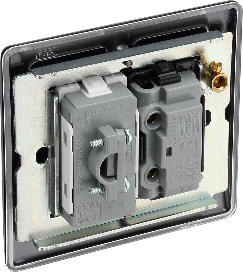 BG Electrical Nexus Metal Matt Black - Unswitched and fused with flex outlet