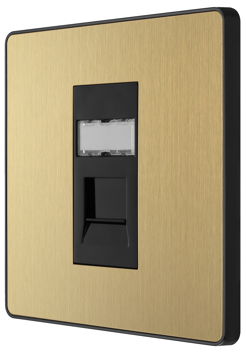 BG Electrical Evolve Satin Brass - Single, RJ45 telephone socket