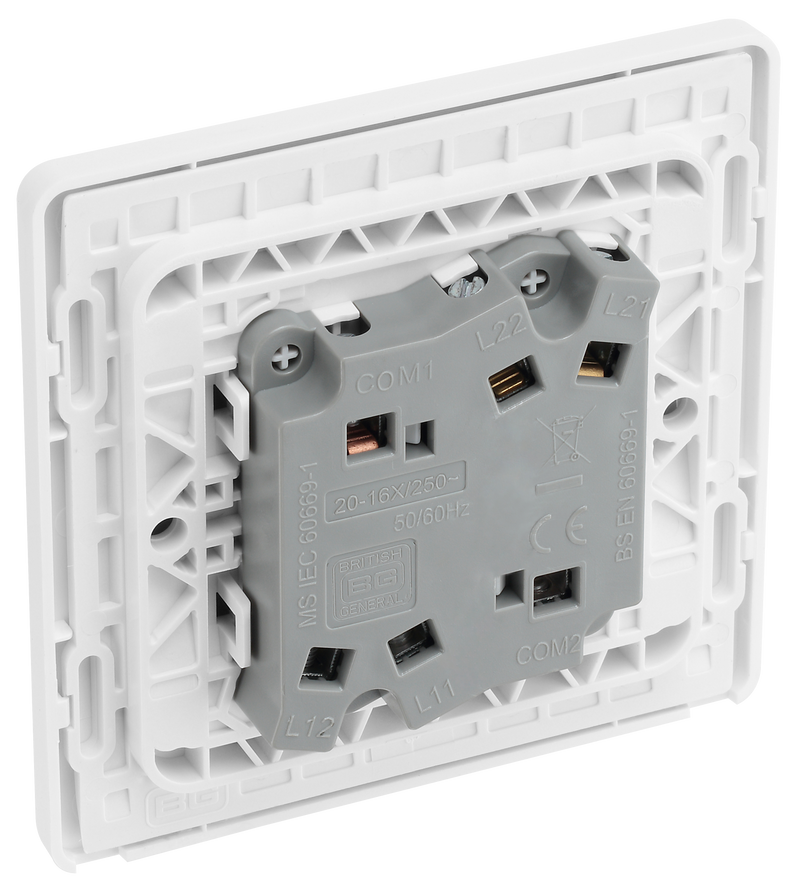 BG Electrical Evolve Pearlescent White - Double, 2 way switch, wide rocker