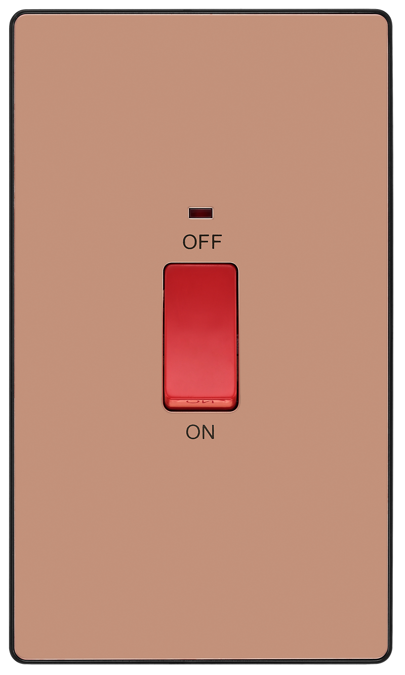 BG Electrical Evolve Polished Copper - 45A, double pole, large plate, with indicator