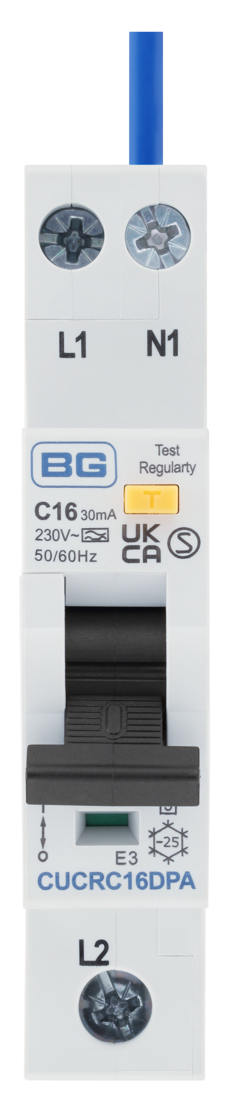 BG Circuit Protection RCBO - Bidirectional 16A C Curve RCBO Type A 2P 1 Module