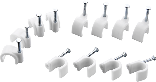 BG Electrical Contractor - Round cable clips, white, 8mm, 50pk