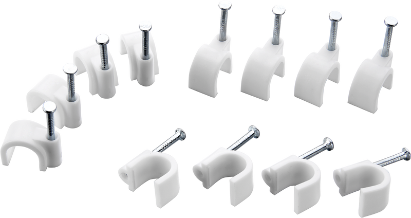 BG Electrical Contractor - Round cable clips, white, 8mm, 50pk