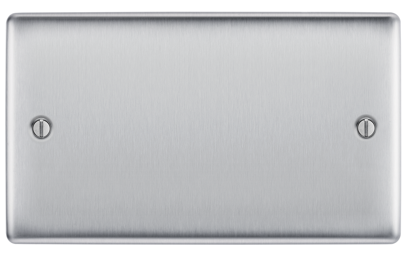 BG Electrical Nexus Metal Brushed Steel - Double, blank plate