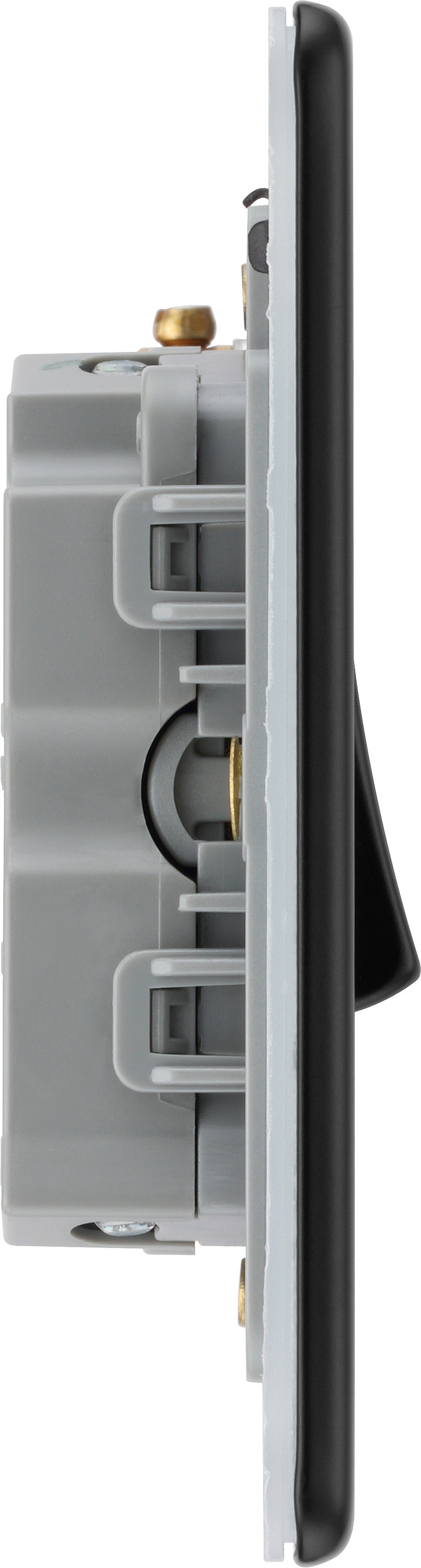 BG Electrical Flatplate Screwless Matt Black - Triple pole fan isolator