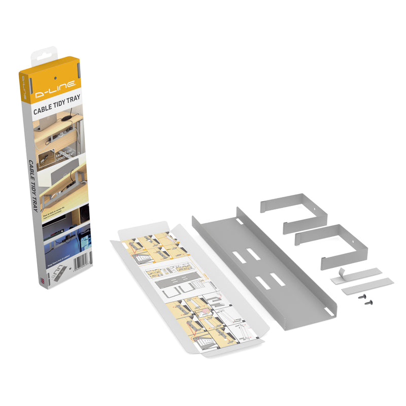 D-Line Cable Tidy - Cable Tidy Tray - Silver-effect