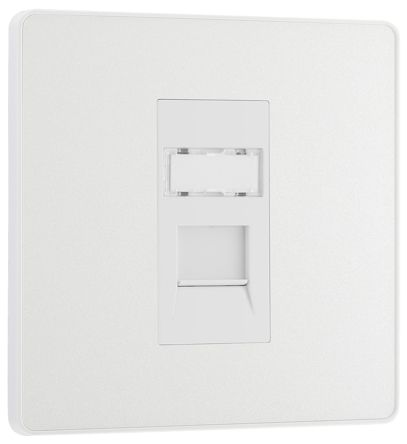 BG Electrical Evolve Pearlescent White - Single, RJ45 telephone socket
