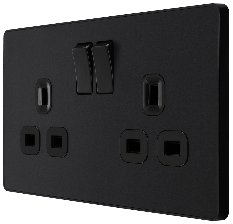 BG Electrical Evolve Matt Black - Double, switched, single pole