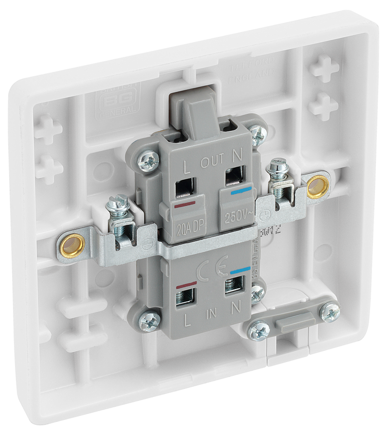 BG Electrical 800 Series - 20A, double pole, marked "water heater", with flex outlet