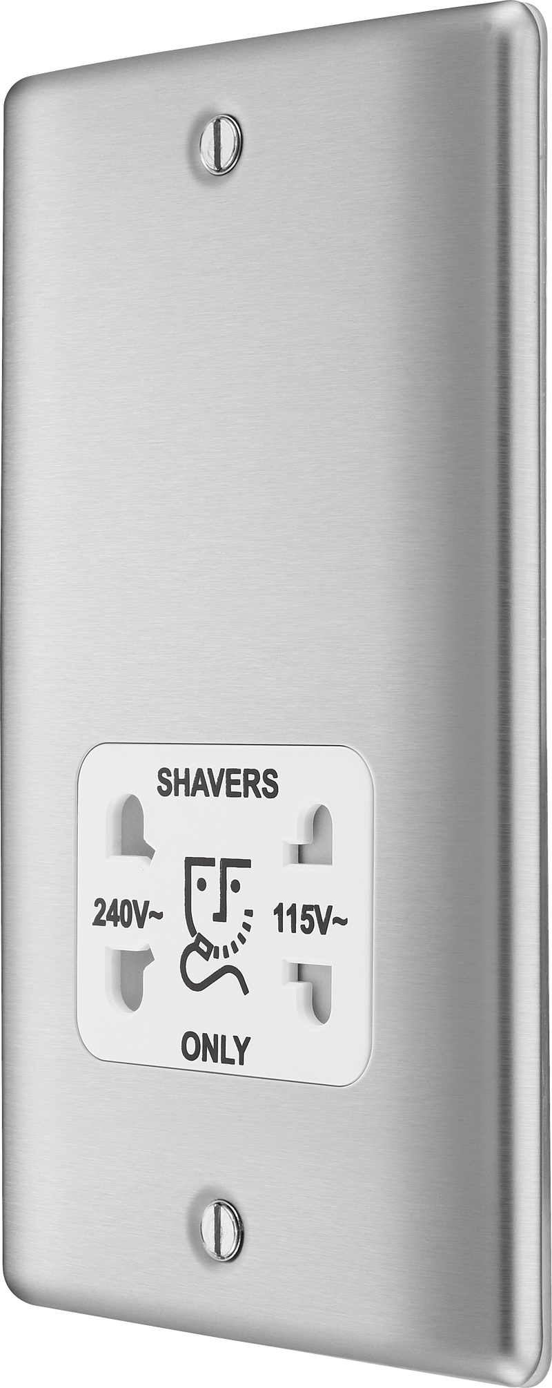 BG Electrical Nexus Metal Brushed Steel - 115/240V dual voltage shaver socket