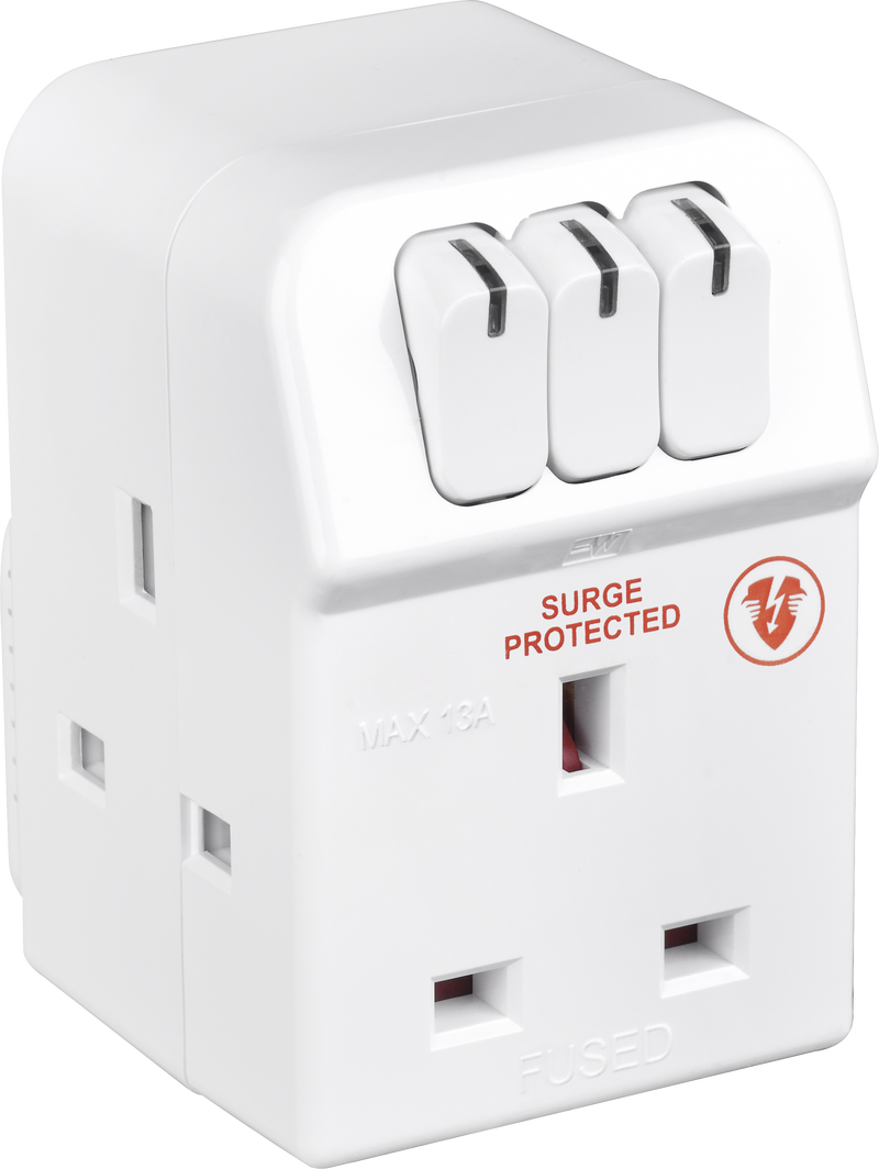 Masterplug Surge - 3 Sockets, 13A, White